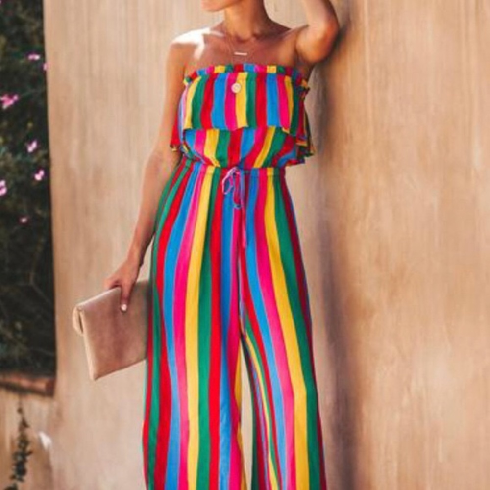 COPY - NWT Lush Circus striped strapless jumpsuit